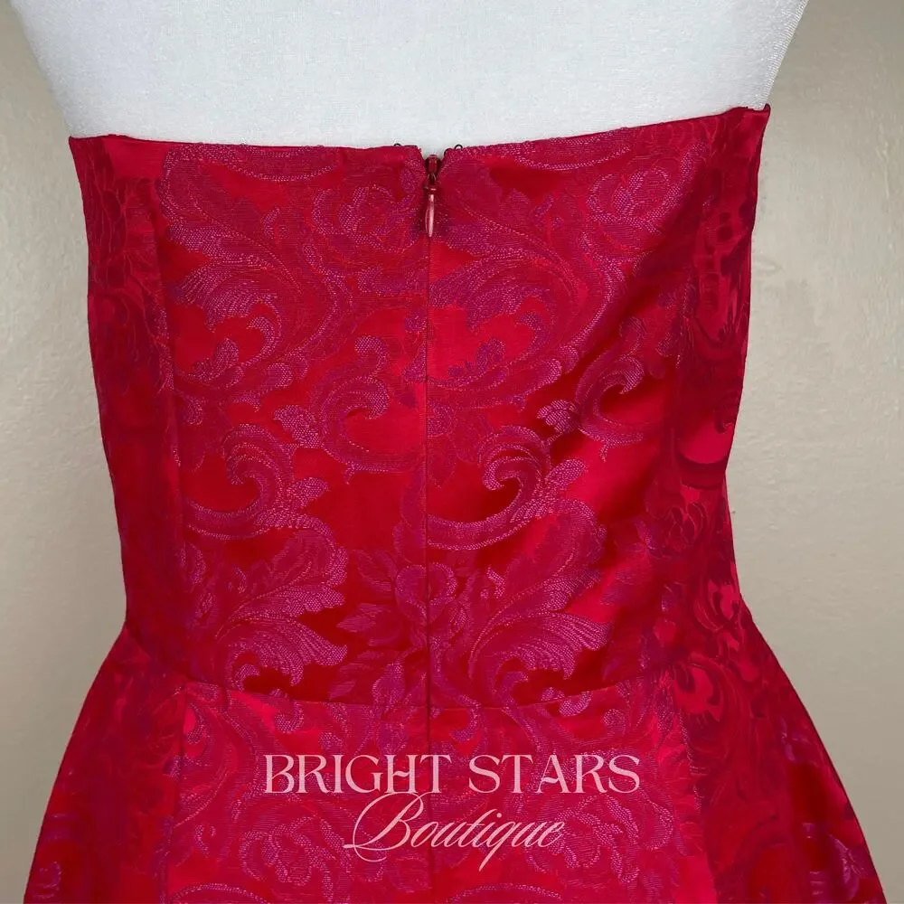 Rare Strapless Dress ASO Gabrielle Solis Desperate Housewives Red Pink Brocade